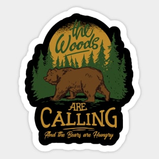 Funny Bear in the Woods Cautionary Tail Sticker
